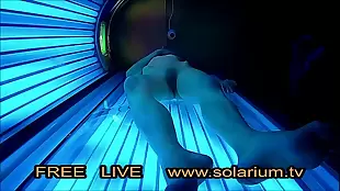 Extremely explicit masturbation in a solarium